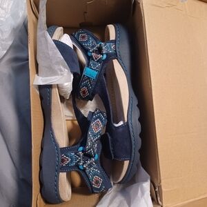 Clark women's amanda step sandals 7.5 new navy